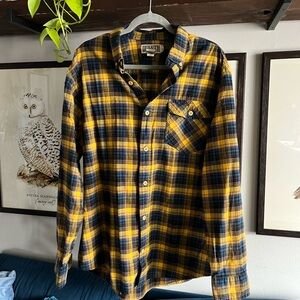 Duluth Trading Co Yellow and Navy Plaid Men's Shirt